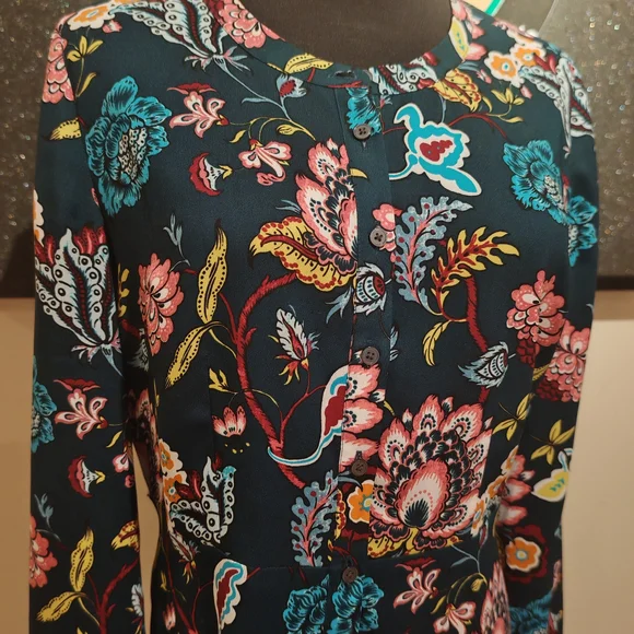 LOFT Floral Garden Shirt Flowy Dress - Picture 7 of 14